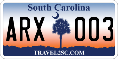 SC license plate ARX003