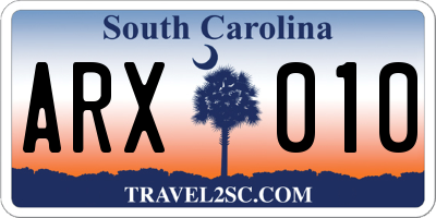 SC license plate ARX010