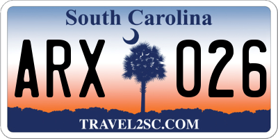 SC license plate ARX026