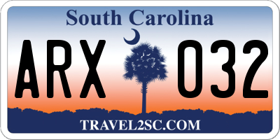 SC license plate ARX032