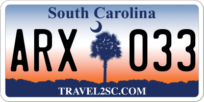 SC license plate ARX033
