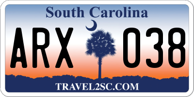 SC license plate ARX038