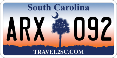SC license plate ARX092