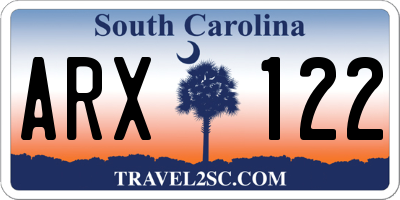 SC license plate ARX122