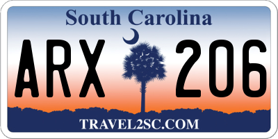 SC license plate ARX206