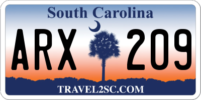 SC license plate ARX209