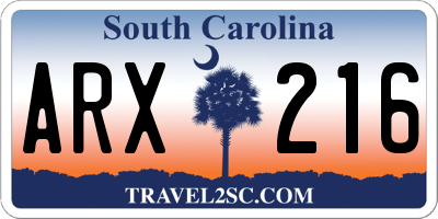 SC license plate ARX216