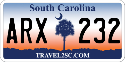 SC license plate ARX232