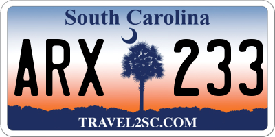 SC license plate ARX233