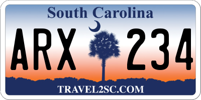 SC license plate ARX234