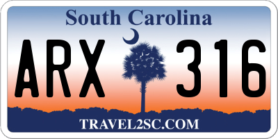 SC license plate ARX316