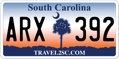 SC license plate ARX392
