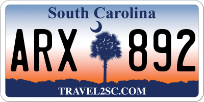 SC license plate ARX892