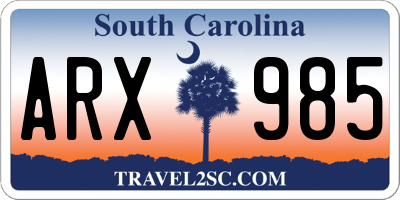 SC license plate ARX985