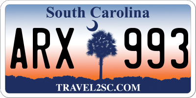 SC license plate ARX993