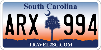 SC license plate ARX994