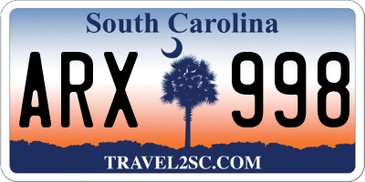 SC license plate ARX998