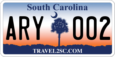 SC license plate ARY002