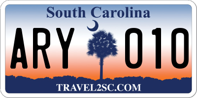 SC license plate ARY010