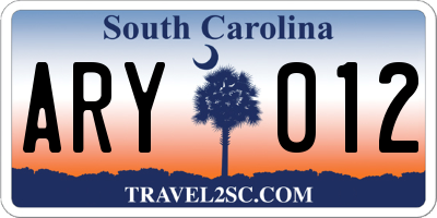SC license plate ARY012
