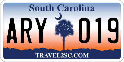 SC license plate ARY019