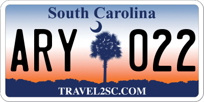 SC license plate ARY022