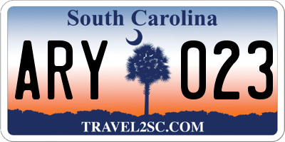 SC license plate ARY023