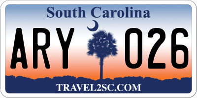 SC license plate ARY026