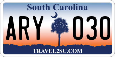 SC license plate ARY030
