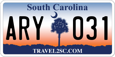SC license plate ARY031
