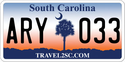 SC license plate ARY033