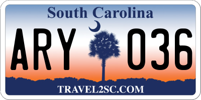 SC license plate ARY036