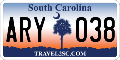 SC license plate ARY038