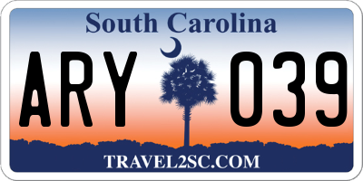 SC license plate ARY039
