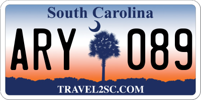 SC license plate ARY089