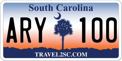 SC license plate ARY100