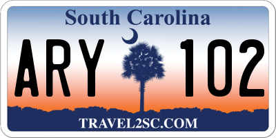 SC license plate ARY102