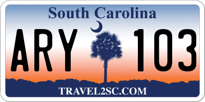 SC license plate ARY103