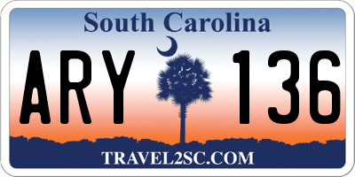 SC license plate ARY136