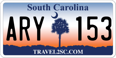 SC license plate ARY153