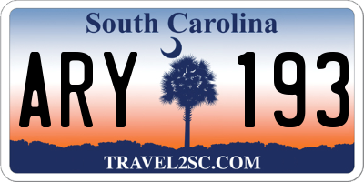 SC license plate ARY193