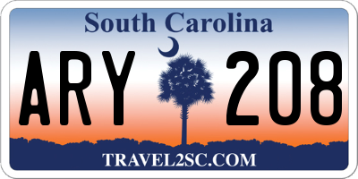 SC license plate ARY208