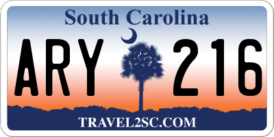 SC license plate ARY216