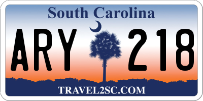 SC license plate ARY218