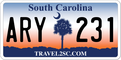 SC license plate ARY231