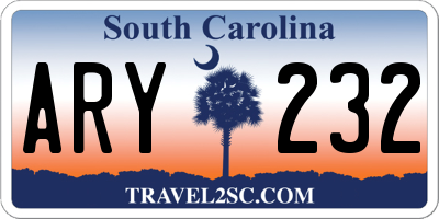 SC license plate ARY232