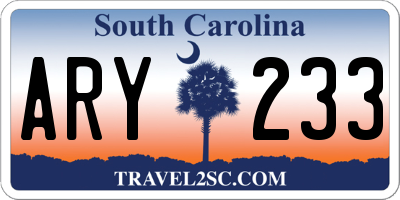 SC license plate ARY233