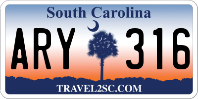 SC license plate ARY316