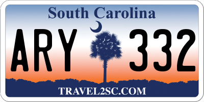 SC license plate ARY332