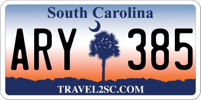 SC license plate ARY385